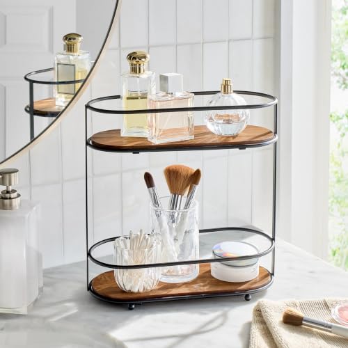 2-Tier Vanity Organizer with Drawer and Side Basket, Countertop - Image 3