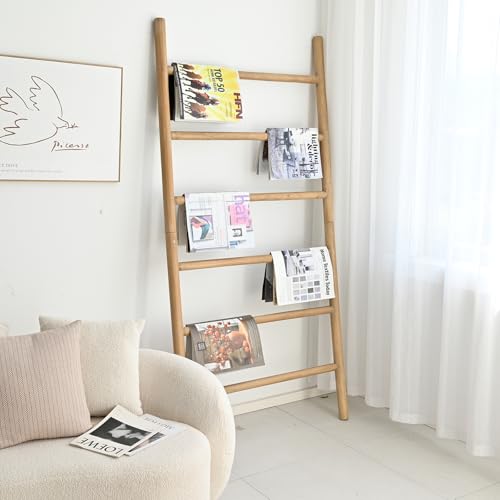 FUIN Blanket Ladder, 38in Wide Solid Wood Rustic Decor Rack - Image 8