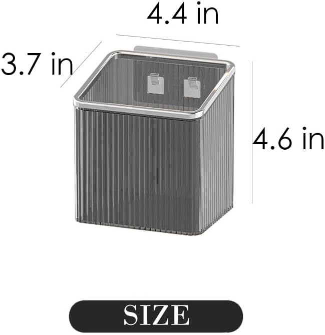 Adhesive Wall Shelves No Drill Hanging Organizer - Plastic Floating Storage Bins for Kitchen,Bathroom,Office - Makeup and Home Goods Mountable Shelf (Grey and Silver)