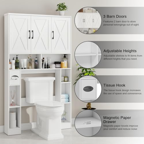 Vabches Over The Toilet Storage Cabinet with 3 Barn - Image 4