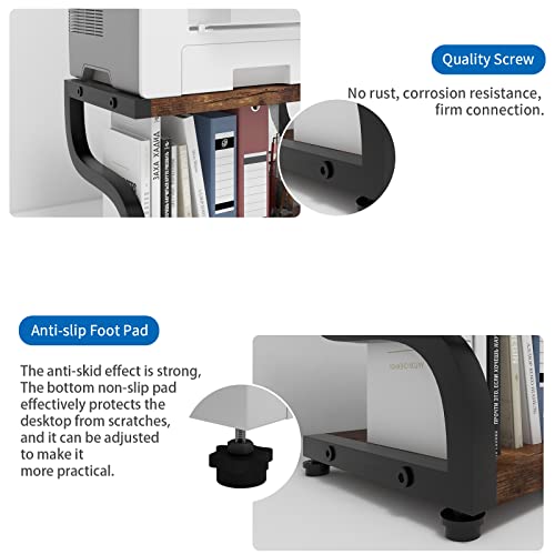 PUNCIA 2 Tier Wood Printer Stand with Storage Heavy Duty - Image 5