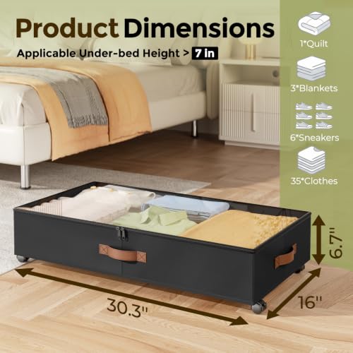 LAMU Under Bed Storage with Wheels, 2 Pack Under Bed - Image 4
