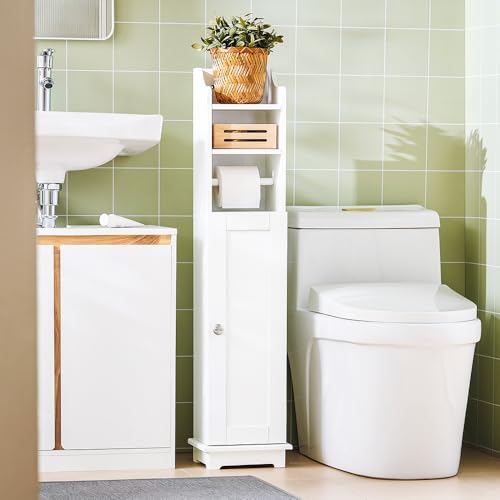 Haotian Toilet Paper Storage Cabinet, 7.8 x 9 x 39 in, White - Image 2