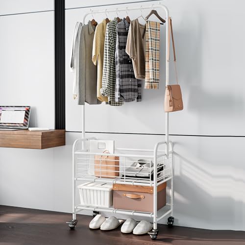 SUOERNUO Laundry Cart with Basket Hanging Rack Sorter - Image 6