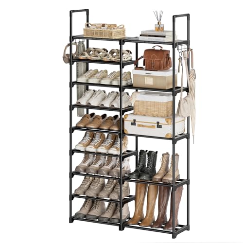 WOWLIVE 9 Tier 2-Column Shoe Rack, 30-35 Pairs Stackable Black - Image 2