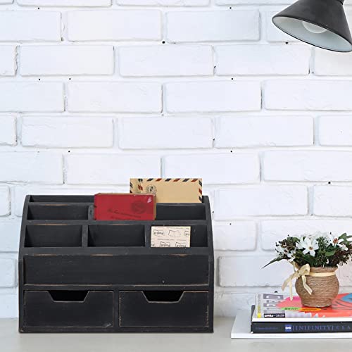 Farmhouse Gray Black Mail Organizer Countertop with Drawers - Image 2