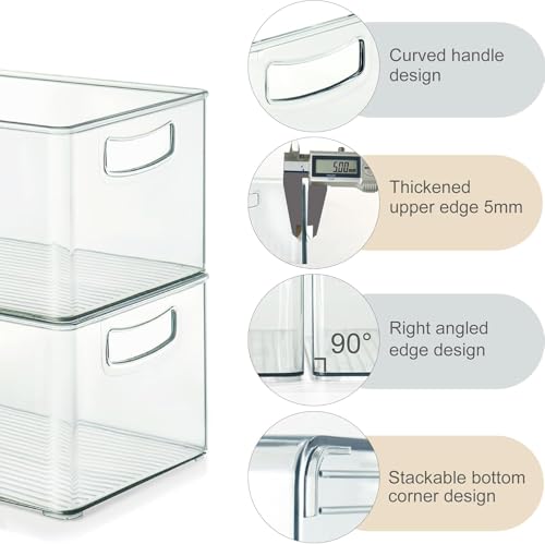 Heyuzb Set of 8 Clear Fridge Organizer Bins, Stackable - Image 4