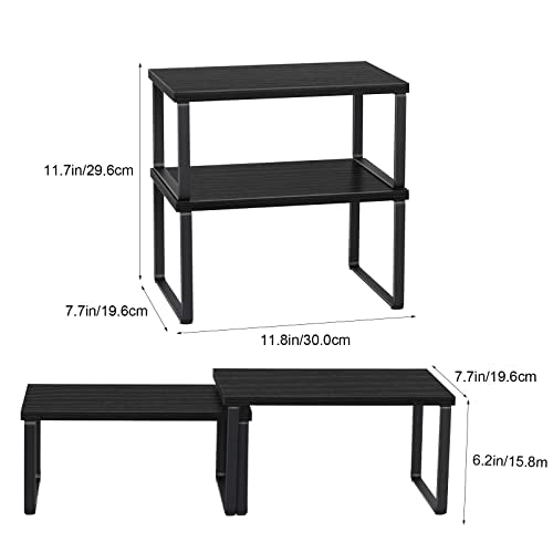 CADUKE Set of 4 Kitchen Counter Shelves, Cabinet Organizer, Black - Image 4