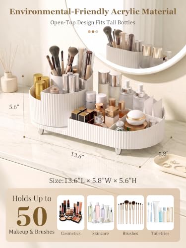 Booklov Rotating Makeup Organizer for Vanity Countertop, White - Image 3