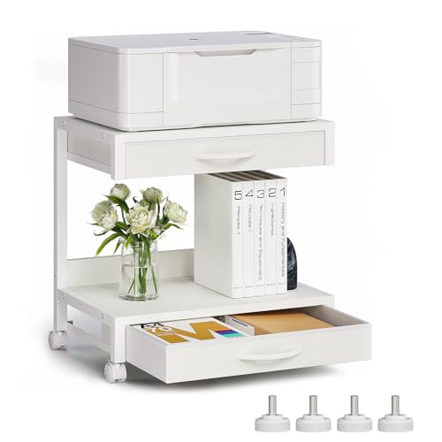 2-Tier Desktop Printer Stand with 2 Fabric Drawers | Home Organization - Image 2