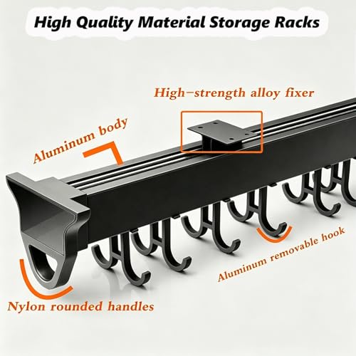 Mop Broom Holder with Heavy Duty Hooks Pull Out Slide Organizer - Image 3