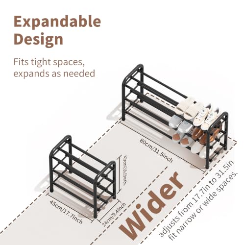 3-Tier Expandable Shoe Rack, Adjustable Shoe Shelf Storage - Image 4