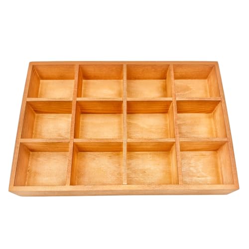 Wooden Sorting Tray Grid Display Divided Organizer Brown - Image 2