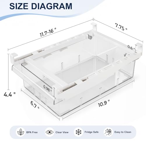 Fridge Drawer Organizer Pull-Out Under Shelf Bin | Home Organization - Image 4