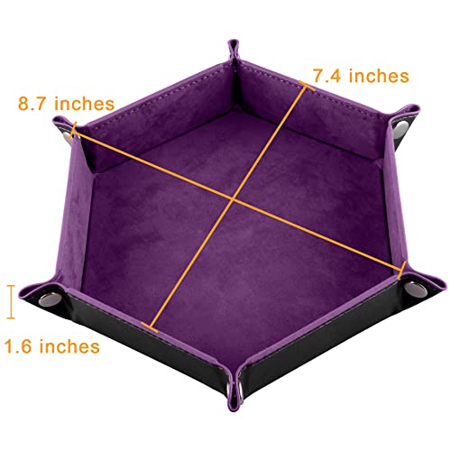SIQUK 6 Pieces Dice Tray Hexagon Dice Rolling Holder Folding PU - Image 4