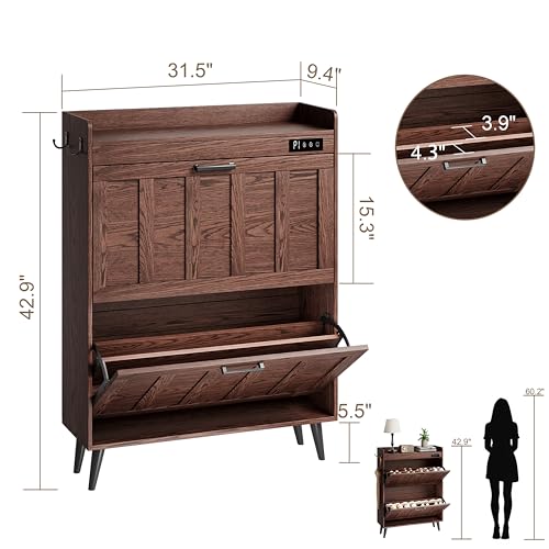 ChooChoo Shoe Storage Cabinet with 2 Flip Drawers an | Home Organizati - Image 4