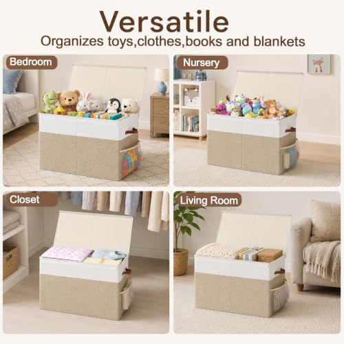Large Toy Storage Box with Lid, Toy Chest with Divider - Image 4