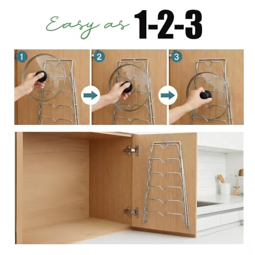 Evelots 6 Pot Lid Organizer for Cabinet or Pantry Wa | All Products - Image 7