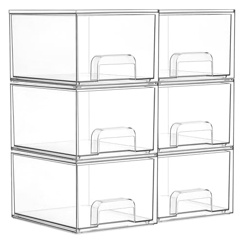 Vtopmart 6 Pack Small Clear Stackable Storage Drawers for Desk, Countertop - Image 2