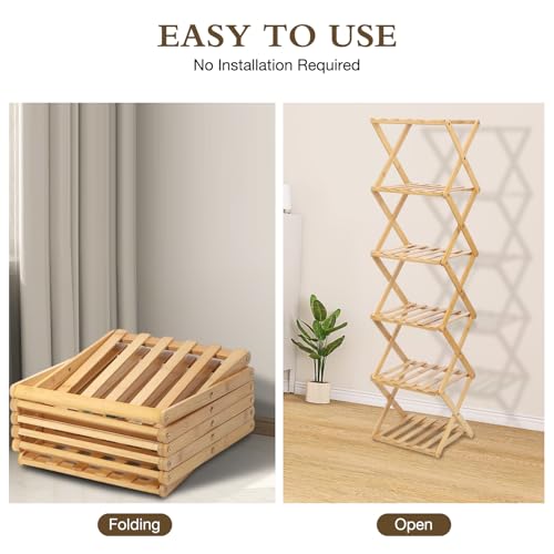 Bamboo Shoe Rack 6 Tier Foldable Shoe Rack for Entryway - Image 5