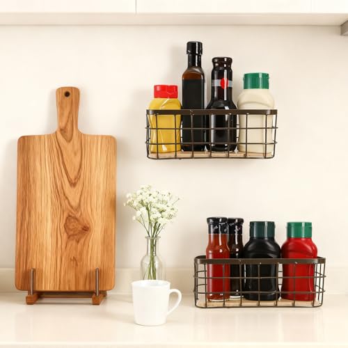 Dicunoy Set of 2 Small Wire Baskets, Narrow Rustic Storage Bin - Image 7