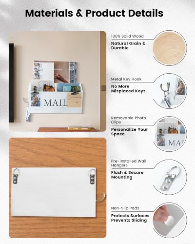 DLQuarts Solid Wood Mail Organizer Countertop or Wall - Image 6
