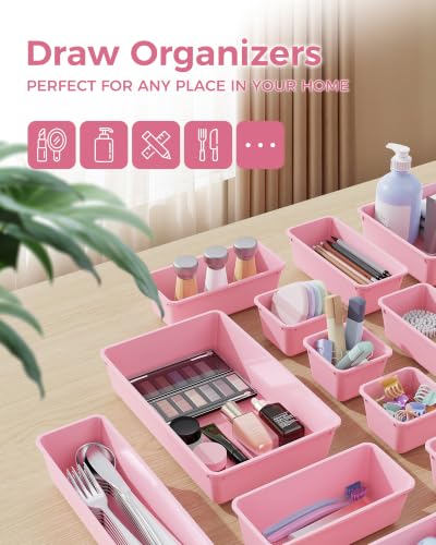 BiuLeon 25 PCS Plastic Drawer Organizers Set, 4-Sizes Vanity - Image 4