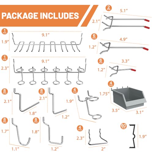 Pegboard Hooks Set, Peg Board Organizer Accessories with Bins - Image 3