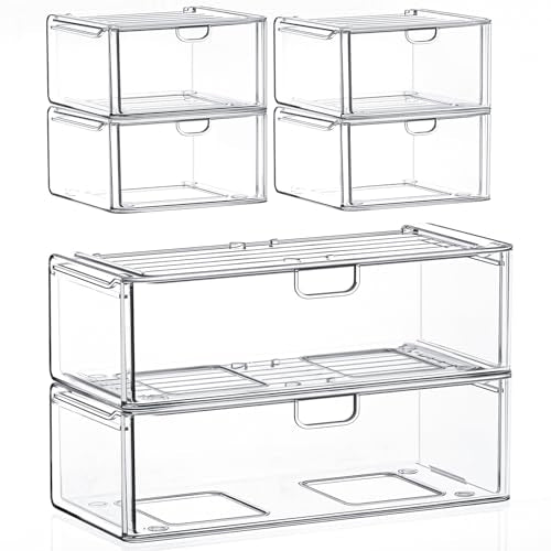 caktraie 6-Pack Acrylic Stackable Storage Drawers for Vanity - Image 2