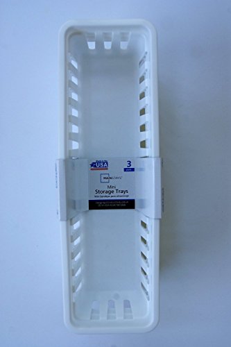 Slim Plastic kitchen Storage Organization Trays Baskets in White - Image 3
