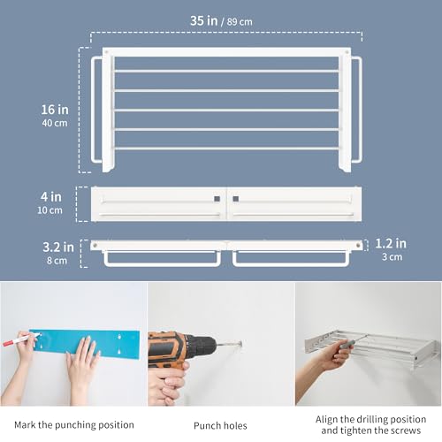Wall Mounted Drying Rack, 31.5" Foldable Laundry Drying Rack - Image 3