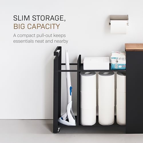 YAMAZAKI Home Pull-Out Bathroom Storage Cabinet with Wood Top - Image 6