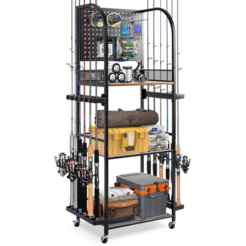 Jenseits Fishing Rod Rack for Garage, Rolling Storage - Image 2