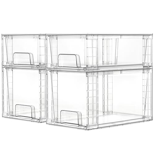 4-Pack Clear Stackable Storage Drawers - Image 2
