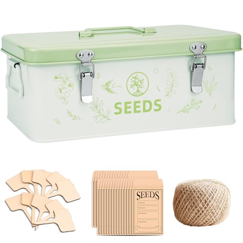 Seed Storage Organizer Box, 4 Compartments, Lockable,Light Green - Image 2