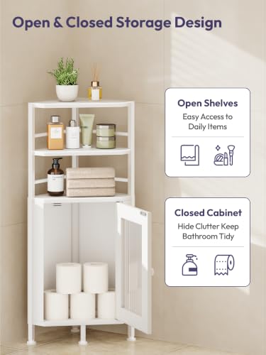 Small Corner Bathroom Cabinet - 9.84" x 31.1", White - Image 4