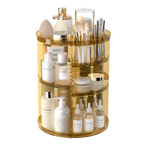 Jiavarry Rotating Makeup Organizer, Clear Gold, 8 Ad | All Products - Image 1