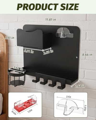 Bedside Wall Organizer, Metal Floating Bedside Shelf | All Products - Image 3