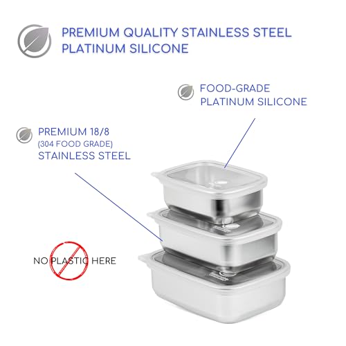 Stainless Steel Food Storage Containers with Clear Platinum - Image 5