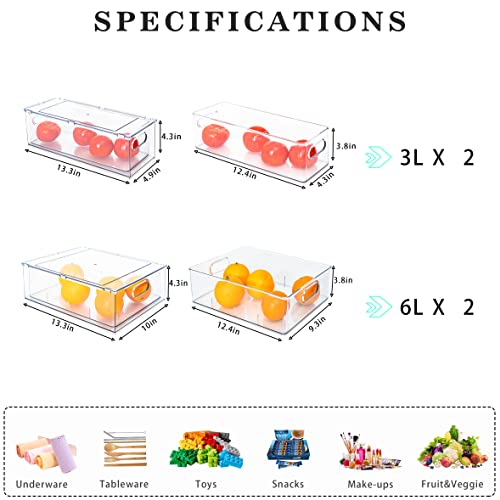 Mano Fridge Drawer Pull Out Stackable Bins with Handle Clear - Image 7