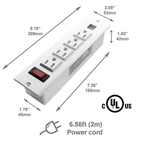 Recessed Power Strip Socket with USB Ports Mountable Desk Power - Image 3