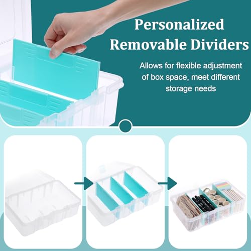 BTSKY Clear Plastic Dividing Storage Box with 4 | Home Organization - Image 5