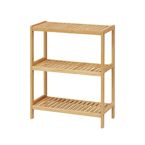 Bamboo Bathroom Shelf, Multifunctional Storage Shelf, 3-Tier - Image 2