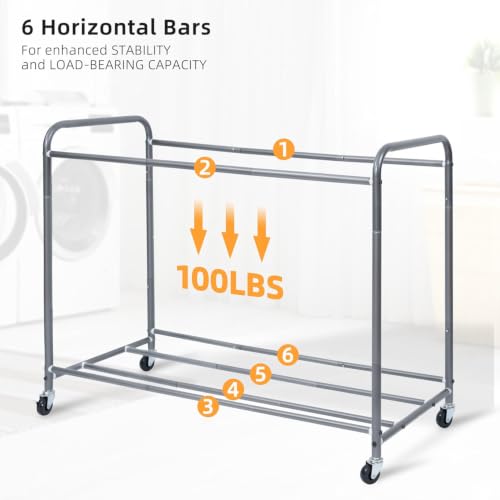 4 Section Laundry Hamper with Wheels, Rolling Laundry Sorter - Image 6