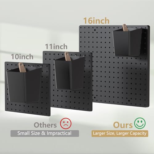 FZK Modular Plastic Peg Board Wall Organizer Kit, 16x16, Black - Image 5