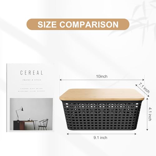 6Pcs Storage Bins with Lids, Stackable Plastic Storage Basket - Image 3