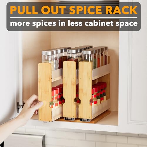 SpaceAid Bamboo Pull Out Spice Rack Organizer for Cabinet, Heavy - Image 6