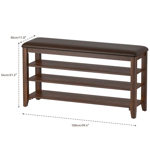 Shoe Rack Bench for Entryway, 3 Tier Adjustable Shelves - Image 3