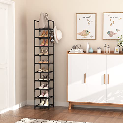 LANTEFUL Tall Narrow Shoe Rack for Entryway, 10-Tier Sturdy Metal - Image 3