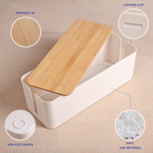 Tuwechen Cable Management Box, Wooden Style Large Cord Organizer - Image 5